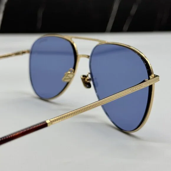 NEW VALENTINO VLS-172C GOLD BLUE AVIATOR SUNGLASSES VALENTINO NEW VALENTINO SUNGLASSES VLS-172C GOLD/BLUE UNISEX EYEWEAR main image 3
